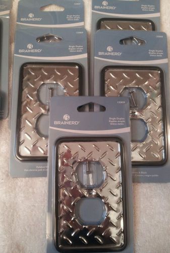 CHROME light switch cover, Chrome outlet covers Brainard Brand 8 PC LOT