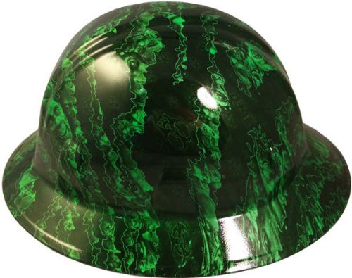 New! hydro dipped full brim hard hat w/ ratchet suspension - zombie green for sale