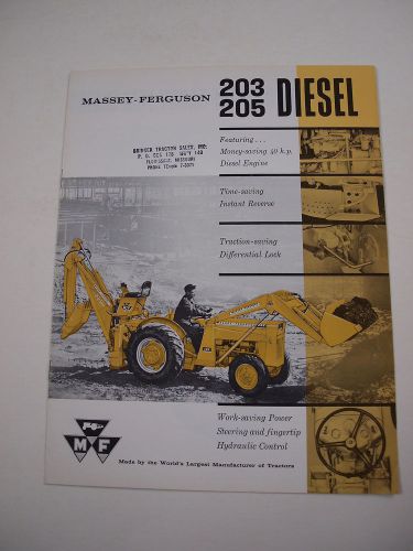 Massey-Ferguson MF 203 205 Tractor Backhoe Loader Brochure 10 pg. orig. &#039;61 MINT
