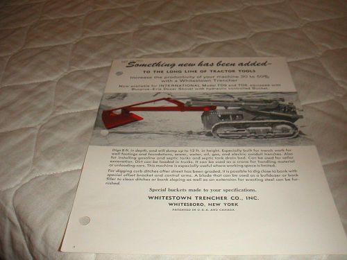 1950 WHITESTOWN TRENCHER FOR INTERNATIONAL TD6 &amp; TD9 CRAWLERS SALES BROCHURE