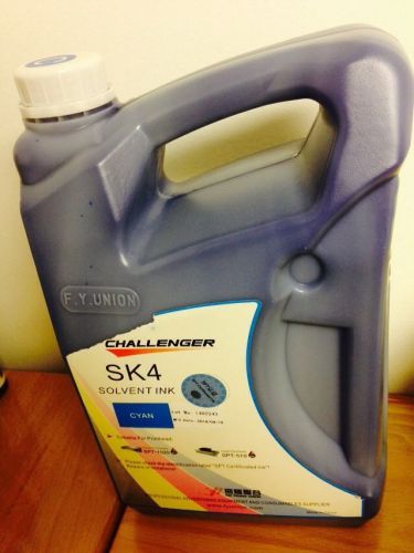 Challenger SK4 Solvent Ink Cyan (5 Liter) &#034;Same Day Shipping From USA&#034;