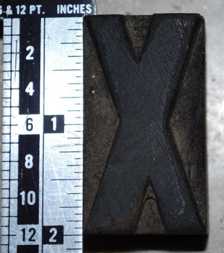 Vintage / Antique Letterpress Wood Printer's Type "X", 2" tall