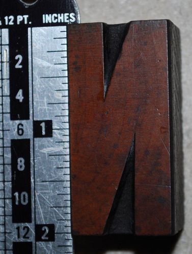 Vintage / Antique Letterpress Wood Printer&#039;s Type &#034;N&#034;.  2&#034; tall, 12 line