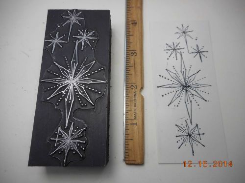 Letterpress Printing Printers Block, Poinsettia Stylized Flowers