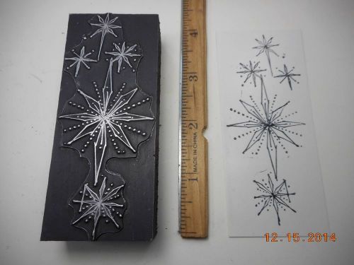 Letterpress Printing Printers Block, Poinsettia Stylized Flowers