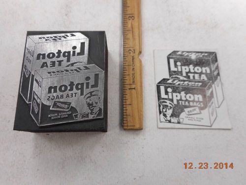 Letterpress Printing Printers Block, Lipton Tea Bags in 2 Boxes