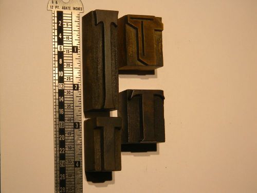 Lot of 4 Antique Letterpress wood type Letter T printing blocks pinterest crafts