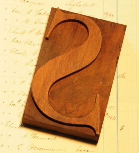 Letter: S  letterpress wood block printing type wooden font alphabet vintage old