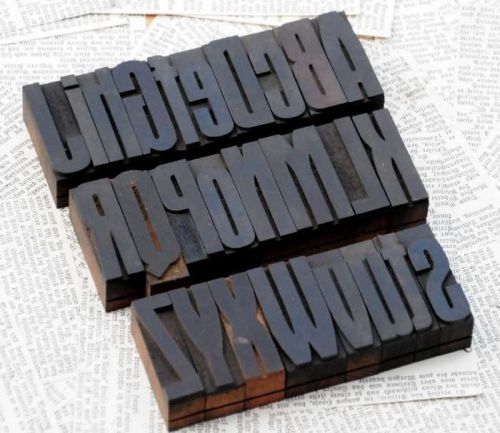 A-Z mixed alphabet ART NOUVEAU 2.12&#034; letterpress wood printing blocks type ABC