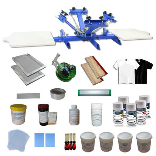 4 Color 2 Station Silk Screen Printing Press&amp;Starter Material Package New Kit