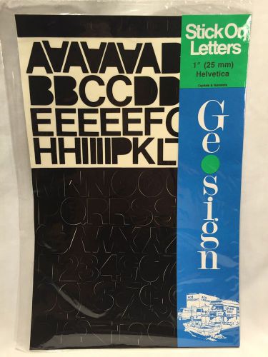 Geosign Helvetica 1&#034; (25mm) Stick On Letters Capitals &amp; Numerals Black Alphabet