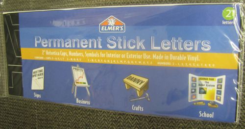 Elmers Permanent Stick 2&#034; Letters Numbers Black Vinyl Indoor Outdoor Sign School