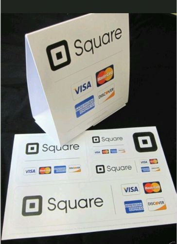 Square Card Authentic Stickers Decals Sign Reader iphone visa atm amex master