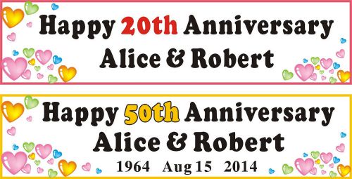 2ftX8ft Personalized Happy (50th) Anniversary Banner Sign Poster with Your Text