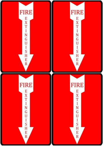 Fire Extinguisher Sign Arrow Point Down Business Important Set Of Four Signs