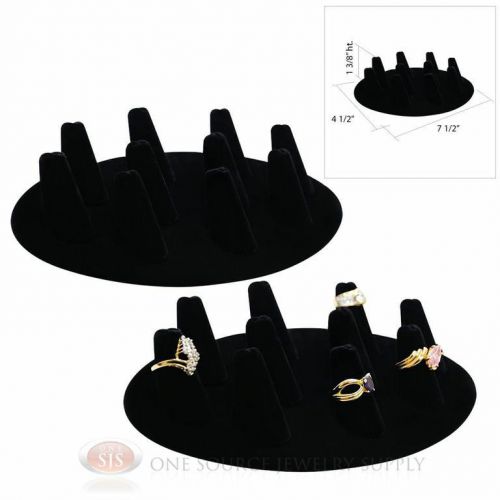 (2) 1 3/8&#034; Ten Finger Black Velvet Oval Ring Display Jewelry Presentation