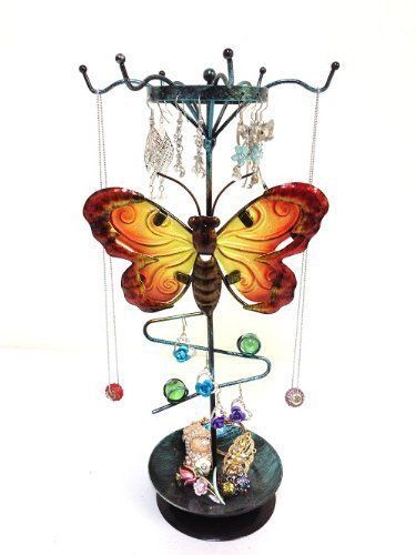 Butterfly w/ Glass Earring, Bracelet,Necklace ,and Ring Holder &amp; Jewelry Display