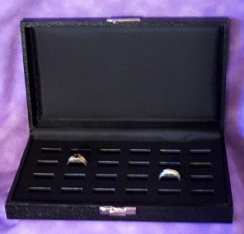 Deluxe wide slot ring case-24 rings black for sale