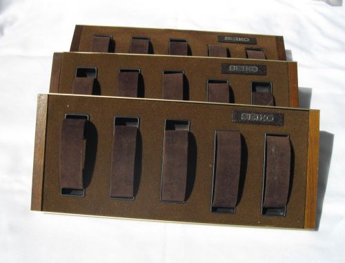 Seiko Display brown for 5 watches x 3 trays wood metal and fuzzy