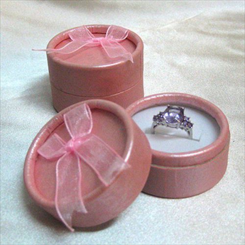 4 pcs pink purple bow round ring present gift case box for sale