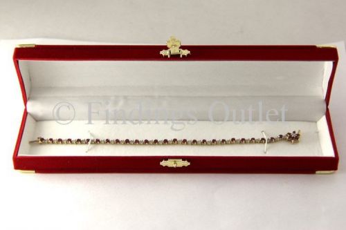 Treasure Chest Style Fancy Flocked Velour Red Bracelet Or Watch Boxes - 1 Dozen