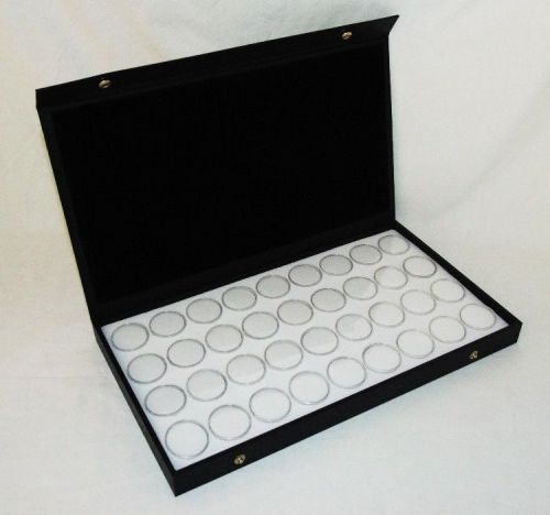 TEXTURED SOLID TOP DISPLAY WITH 36 MEDIUM SIZED GEM JARS WHITE