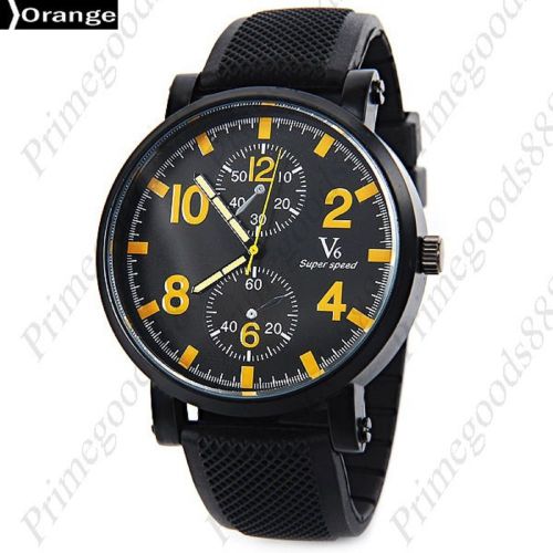 V6 Quartz Sub Dial Super Speed Black Face  Men&#039;s Wristwatch Free Shipping Yellow