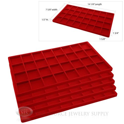 5 Red Insert Tray Liners W/ 32 Compartments Drawer Organizer Jewelry Displays