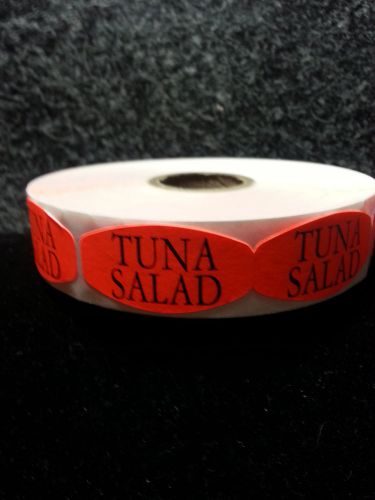 1.5&#034; x .75&#034; TUNA SALAD MERCHANDISE LABELS 1000 PER ROLL FL RED BLACK STICKERS