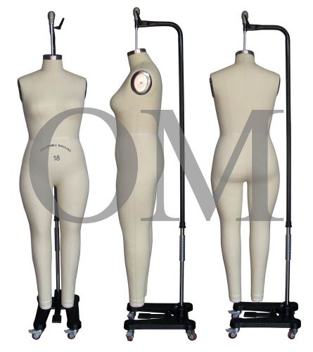 FULL BODY FEMALE PROFESSIONAL DRESS FORM MANNEQUIN COLLAPSIBLE SHOULDERS SIZE 18