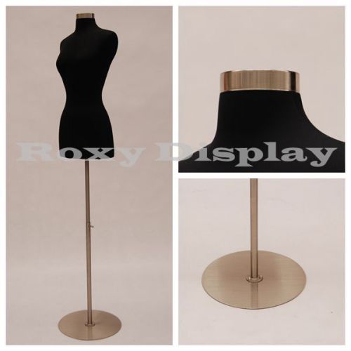 Size 2-4 Female Mannequin Dress Form+ Chrome Metal Round Base #FWPB-4 +  BS-04