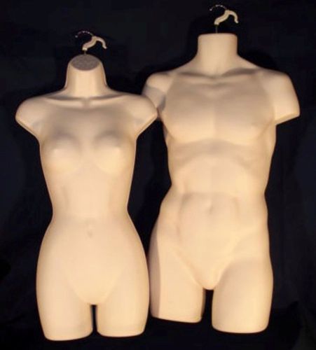 FLESH Female and FLESH Male - Plastic Mannequin Body Forms (2 pcs) NEW