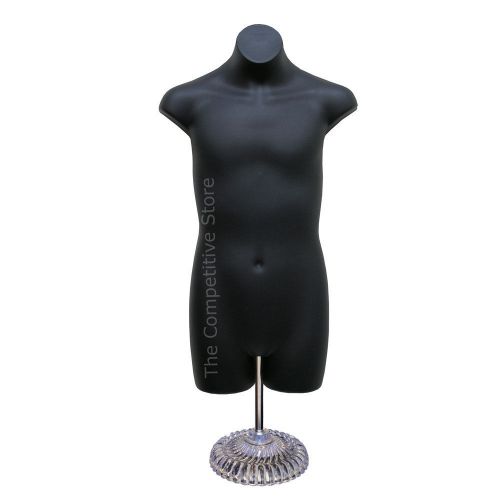 Teen Boy Black Dress Mannequin Form With Economic Plastic Base Sizes 10 -12
