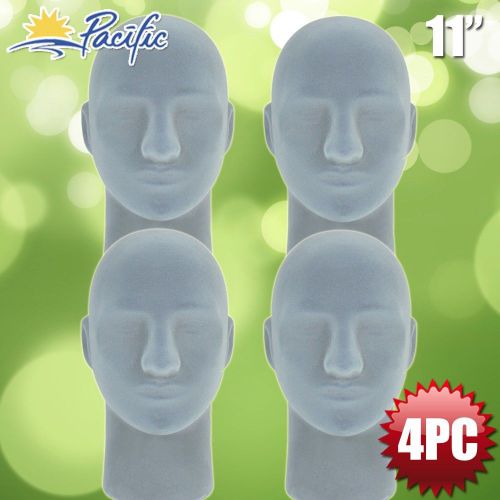 HALLOWEEN Male STYROFOAM FOAM grey velvet like MANNEQUIN head display wig 4pc