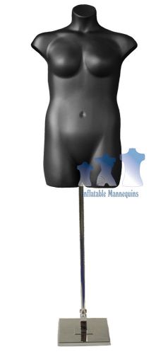 Female plus size black and tall adjustable mannequin stand with 10&#034; square base for sale