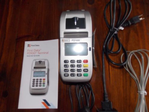 FIRST DATA FD100 Ti CREDIT CARD TERMINAL -  POWER &amp; PHONE CORD, ADAPTER, MANUAL
