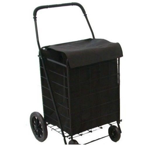 Black basket liner cart shopping grocery trolley folding rolling utility laundry for sale