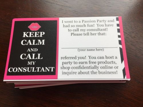 50 X Passion Party &#034;keep calm&#034;  marketing cards -generic -more sales &amp; parties