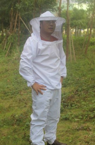 New beekeeping full suit with veil /jacket and pants smock bee suit equip white for sale