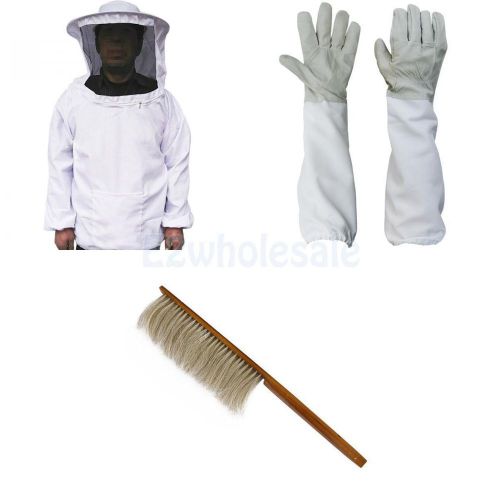 Beekeeping Jacket Veil Bee Protecting Suit+ Soft Bee Brush + Long Sleeves Gloves