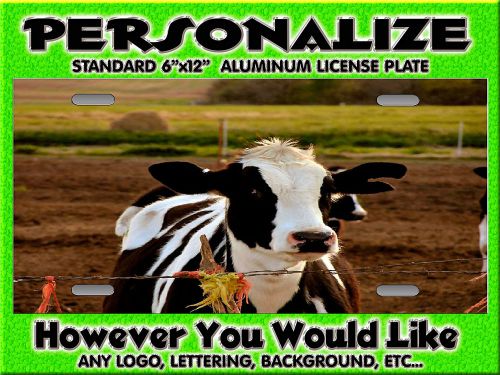 Cows Dairy Farm Any logo background PERSONALIZED FREE Monogrammed  License Plate