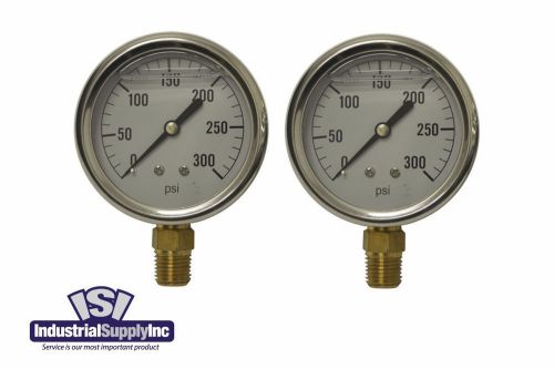 2-Pk 0-300 psi 2.5&#034; Hydraulic-Air-Water Pressure Guage