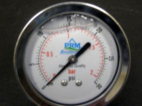 0-30 psi prm pressure gauge 2.5 inch stainless steel case brass 1/4&#034; npt back for sale