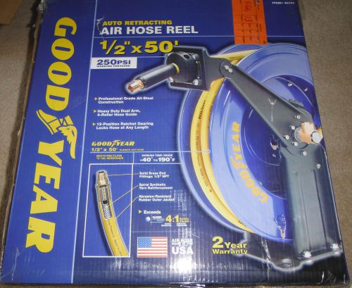 GOODYEAR 1/2&#034; X 50&#039; Retractable Air Hose Reel Model 46741, New, Free Shipping