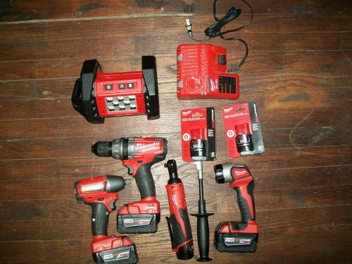 Milwaukee 18 v cordless 1/2&#034; drive impact wrench hammer drill flashlight ratchet for sale
