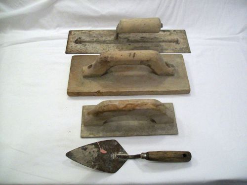Lot of 4 Cement Tools Masonry Trowels Metal &amp; Wood