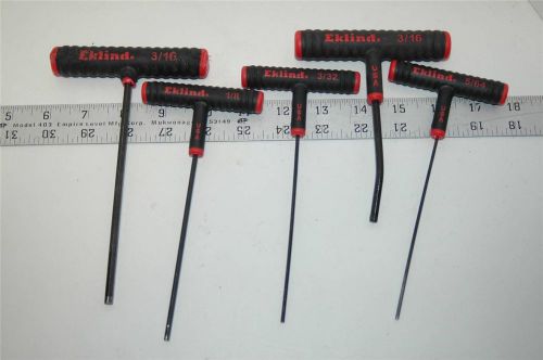 5 eklind t handle allen wrenches 3/16,1/8, 3/32, 5/64 aviation tool exc cond for sale