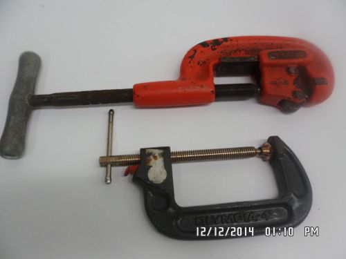 Ridgid no.1-2 pipe tubing cutter &amp; olympia 4&#034; c-clamp for sale