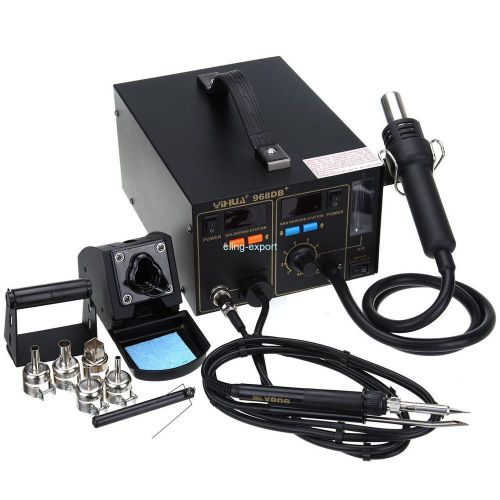 968db rework station hot air gun &amp; iron smd soldering welder fume extractor for sale