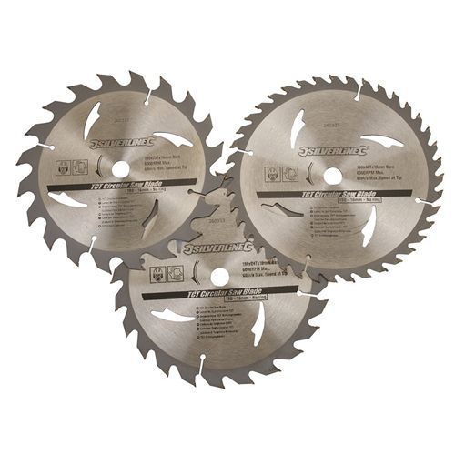 Silverline 260333 3 pack: 20t, 24t and 40t 190 x 16 mm tct circular saw blades for sale